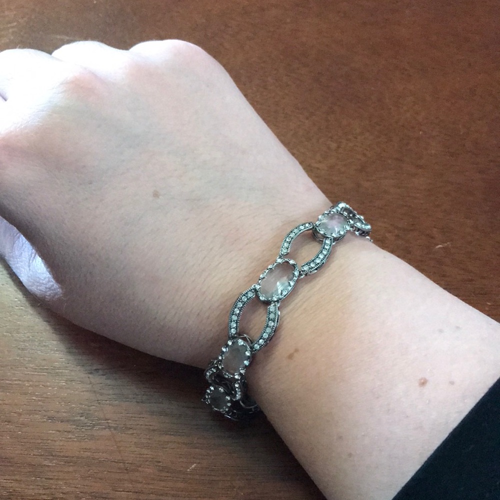 Silver tone crystal bracelet
